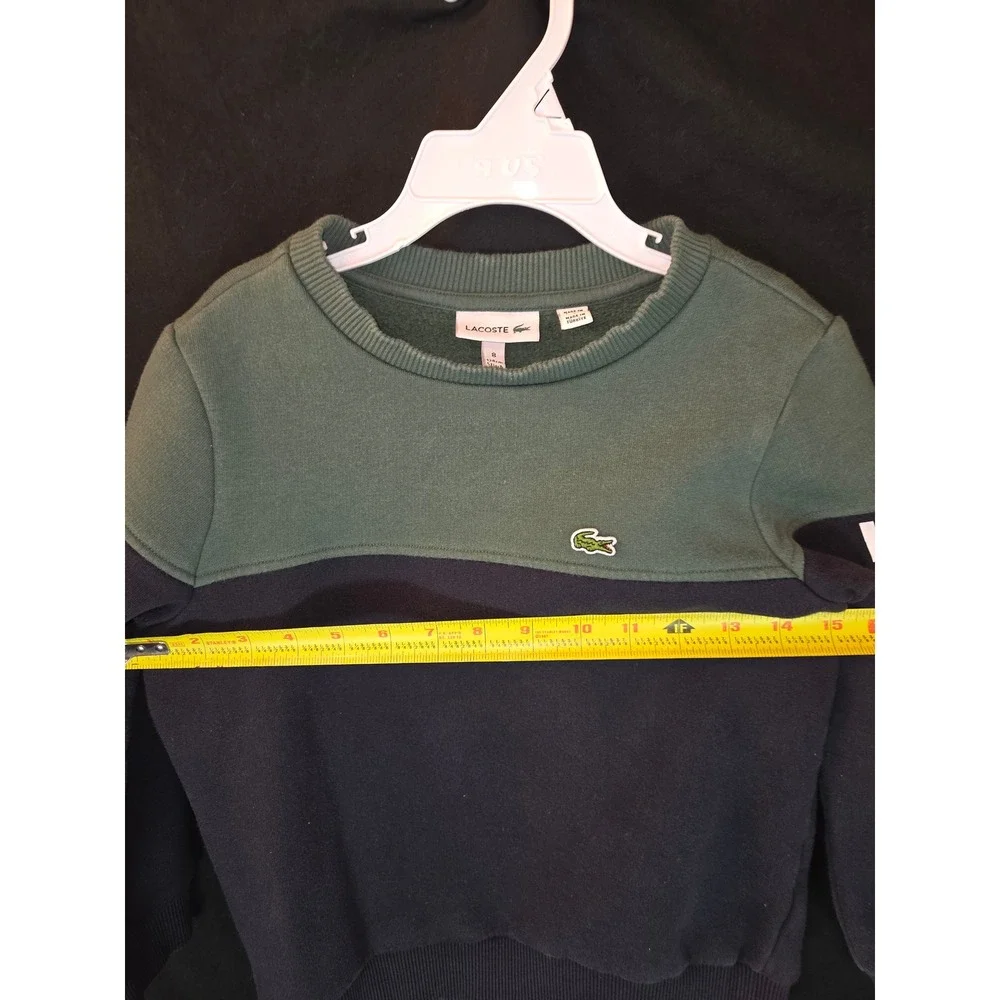 Lacoste‎ Kids Color Block Logo Crewneck Sweatshirt Green Black Size 8
